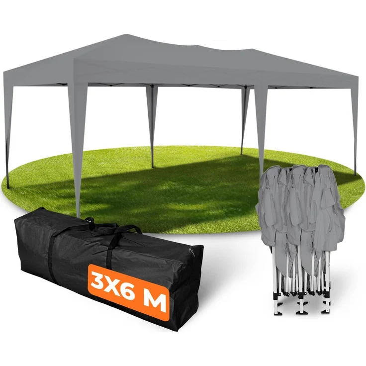 Kronenburg Faltpavillon wasserdicht Pavillon, Gartenzelt, 3x6 m - mit UV Schutz 50+, Grau – Bild 1