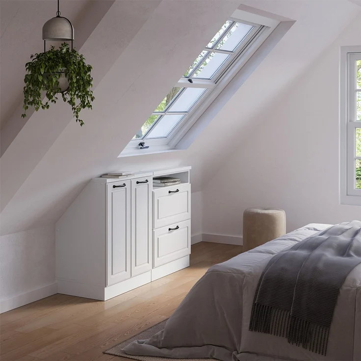 Küchenschrank für Dachschrägen R-Line Weiß Landhaus 120 cm 2er Set Vicco – Bild 5