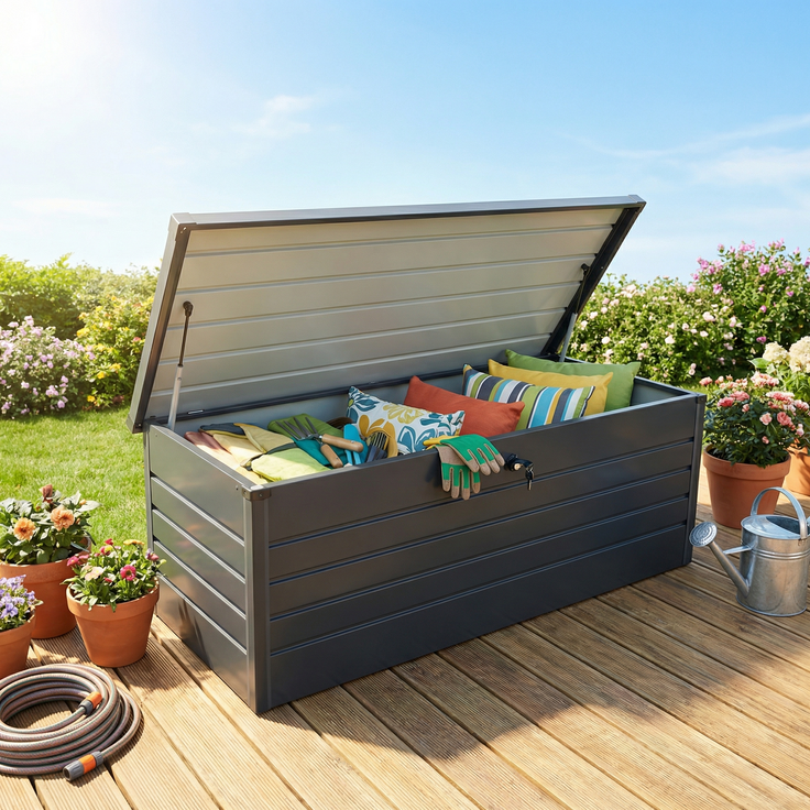 Metall-Aufbewahrungsbox Gartentruhe 600L Stauraum wetterfest – Bild 9