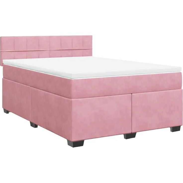 vidaXL Boxspringbett mit Matratze Rosa 140x190 cm Samt 3286311 – Bild 2