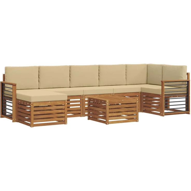 vidaXL Outdoor-Sofagarnitur 8 stk. 8-Sitzer Natur und Beige 3375223 – Bild 2