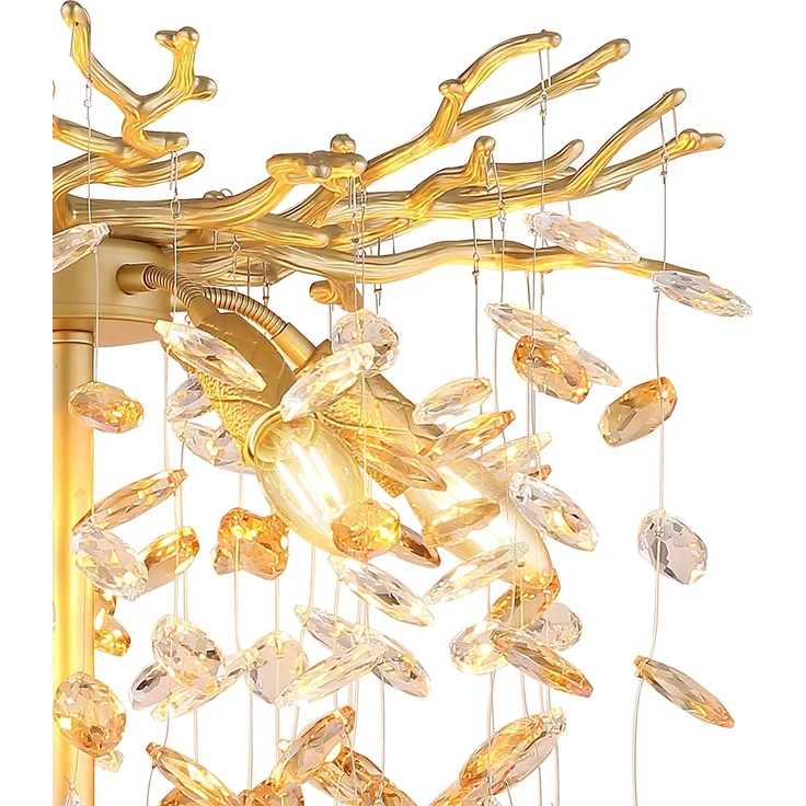 Ausgefallene Stehlampe QUEENA Gold mit Glas Kristall 2-farbig, Höhe 155cm – Bild 6