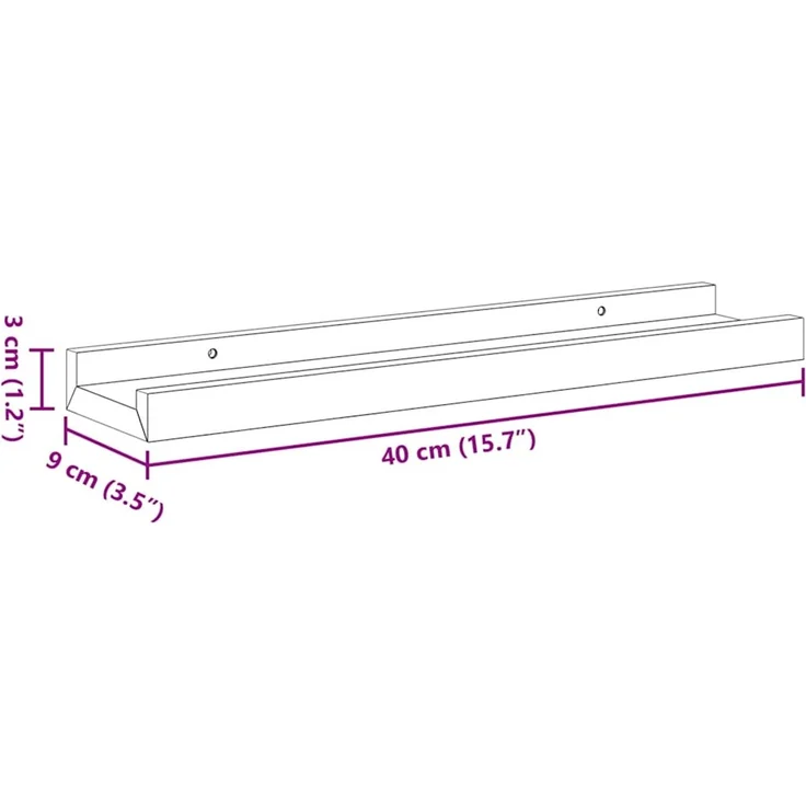 vidaXL Wandregale 4 Stk. Grau 40x9x3 cm 326674 – Bild 9