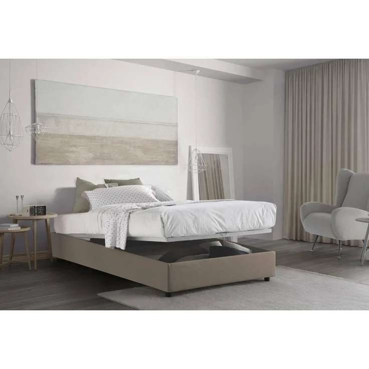 Talamo Italia - Doppelbett Nicole, Bettkasten mit Stoffbezug, 100 % Made in Italy, Öffnung vorne, geeignet für Matratze 120 x 190 cm, taubengrau – Bild 4