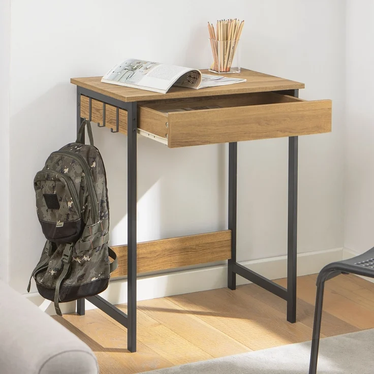 SoBuy FWT43-N Schreibtisch, MDF, Papierfurnier, Helle Eiche, 60 x 77 x 40 cm – Bild 4