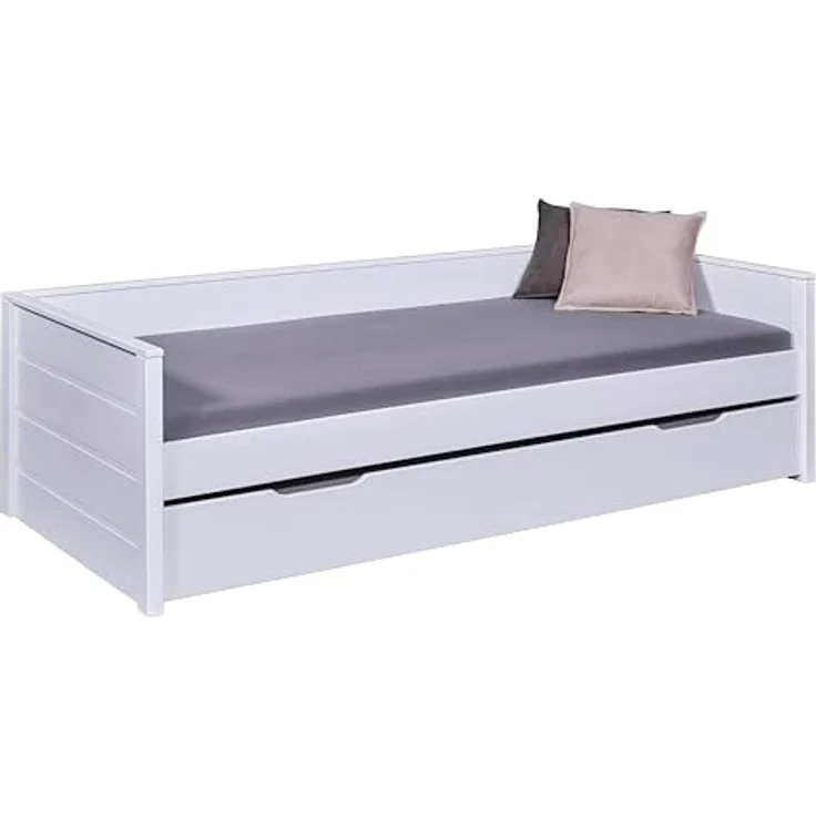 Ebuy24 Dream Bett, 90 x 200 cm, ausziehbar, Weiß mit Lattenrost, MDF-Basis, ohne Matratze und Kissen – Bild 2