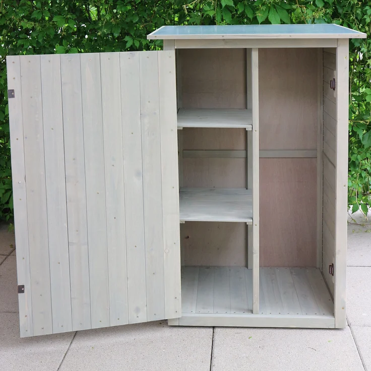 HABAU Gartenschrank "Benno" aus Holz, Grau, 76 x 56 x 117 cm – Bild 6
