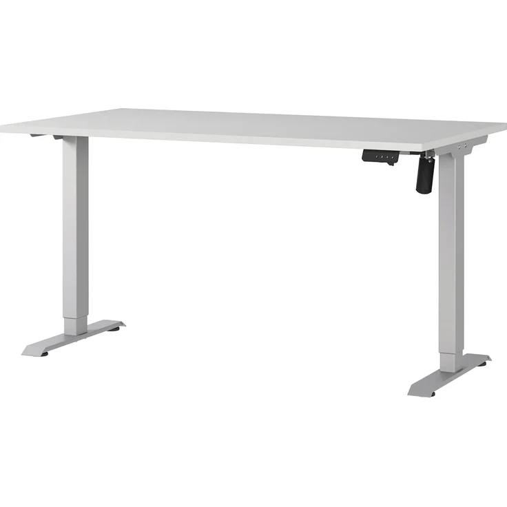 Germania Schreibtisch 8023-583, in Lichtgrau/Silber, elektr. höhenverstellbar, 140 x 119 x 80 cm (BxHxT) – Bild 1
