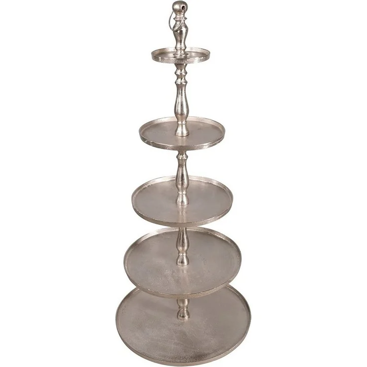 Lesli Living Dekoetagere Etagere Brush 140cm Aluminium gebürstet Silber 5-lagig Servierständer – Bild 1
