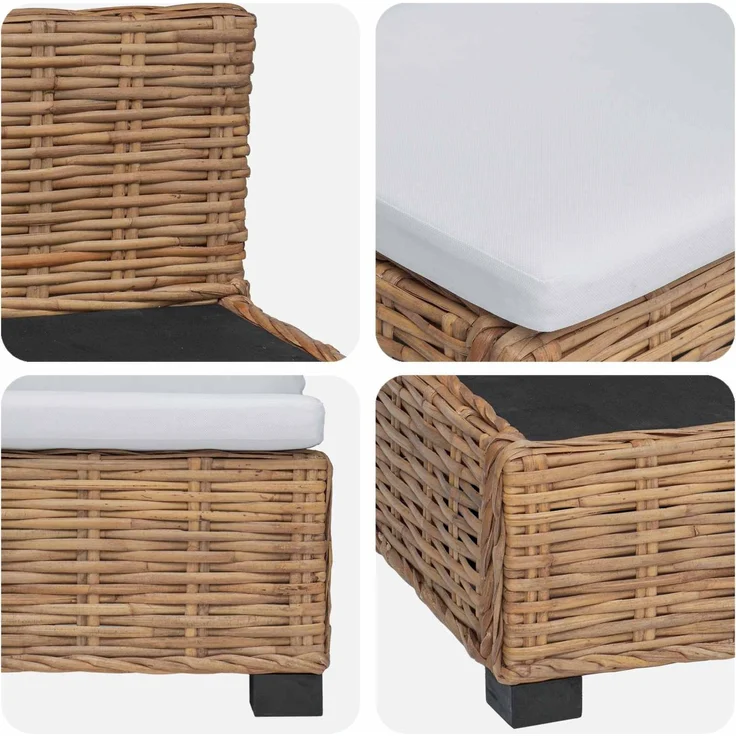 vidaXL Mittels Sofa mit Kissen GENDT Naturrattan Natur 42034388 – Bild 6