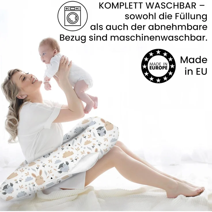 Amilian Stillkissen XXL 170 cm - Schwangerschaftskissen & Seitenschläferkissen mit Bezug, - Lagerungskissen - Nursing Pillow - Pregnancy Pillow, mit Füllung, Schlafkissen für Seitenlage - Körperkissen – Bild 4
