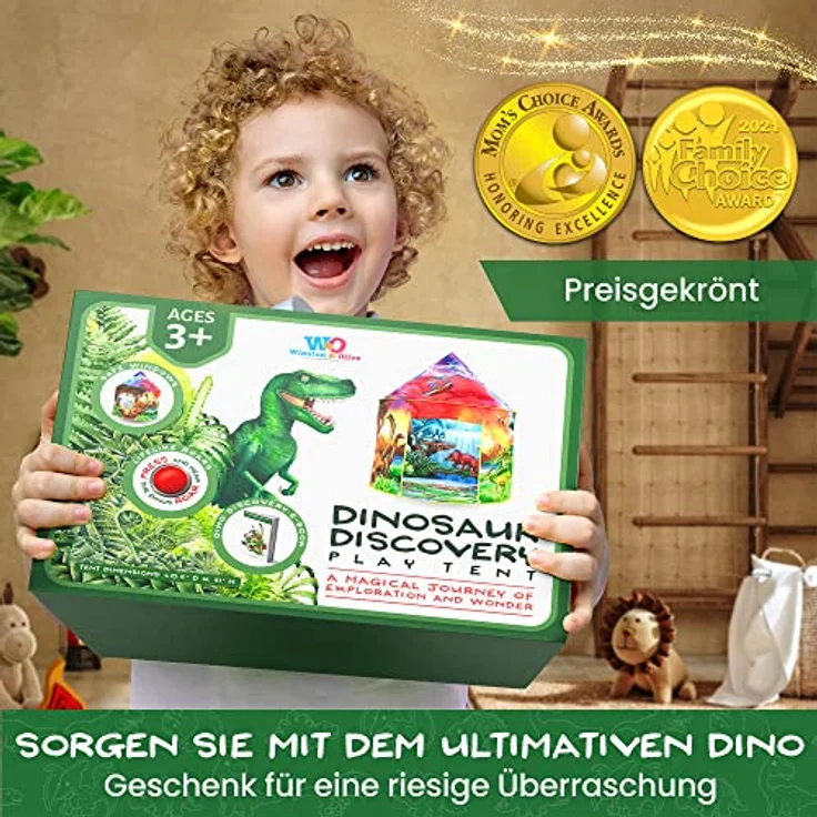 W&O Dinosaurier Spielzelt mit tollen Dinogeräuschen - Pop-Up-Zelt - Kinderzelt für Drinnen und Draußen, Spielhaus für das Kinderzimmer, Zelt Kinderzimmer, Spielzelt für Mädchen und Jungen, Kinder Zelt – Bild 7