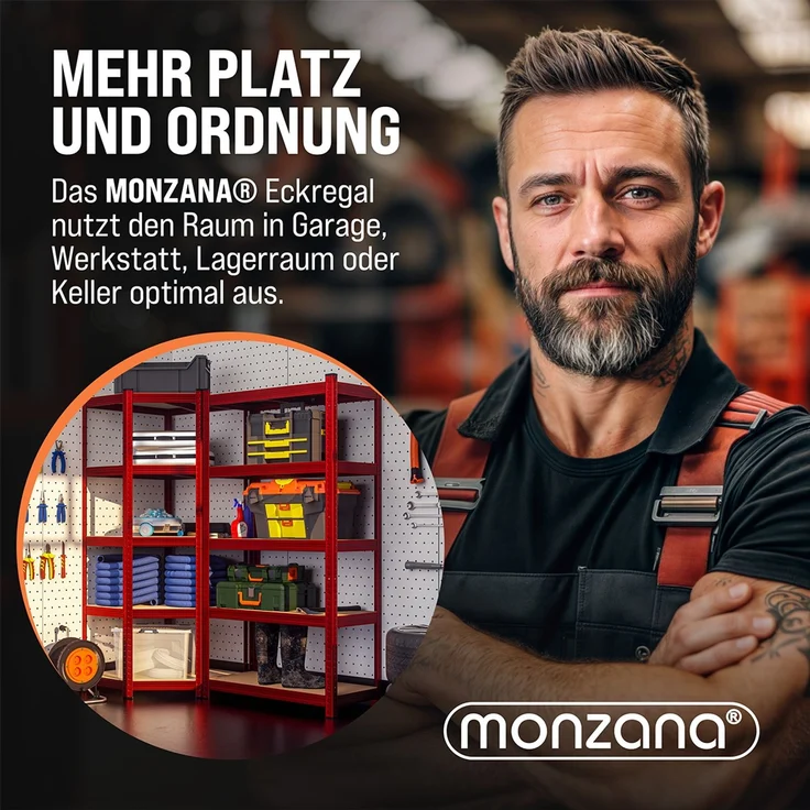 MONZANA® Eckregal Lagerregal 180x70x40cm Blau – Bild 7