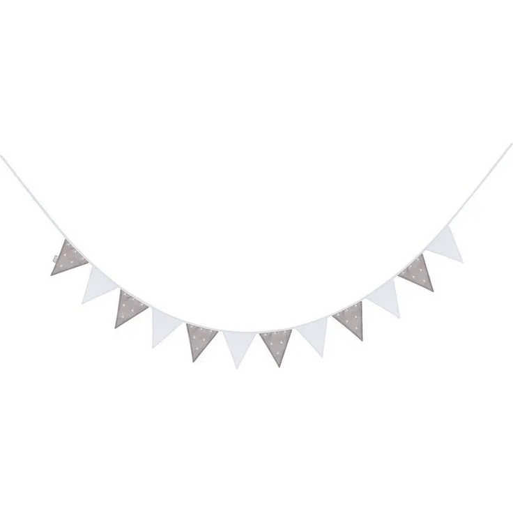 roba Wimpelkette 'Little Stars' - 12 Wimpel (2 m) - Länge der Kette 3 m - Grau / Weiß