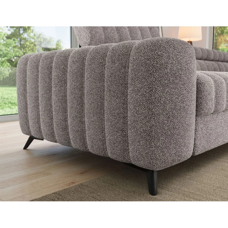 Ecksofa mit Schlaffunktion Sofa GRADO Stoff Bubble Grau Ottomane Rechts – Bild 4