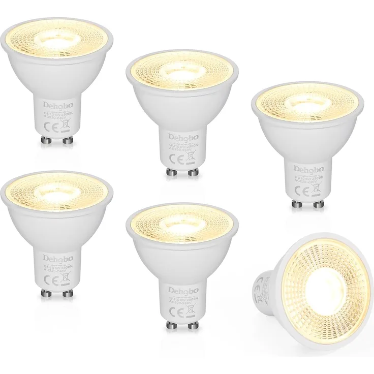 Dehobo GU10 LED Warmweiss Glühbirne, LED Lampen Licht Spot Warmweiss Lampe 6W 2800K 480 Lumen Ersetzt 60W Halogen Leuchtmittel, 120° Abstrahlwinkel Spotlight, Nicht Dimmbar Led, 6 Stück