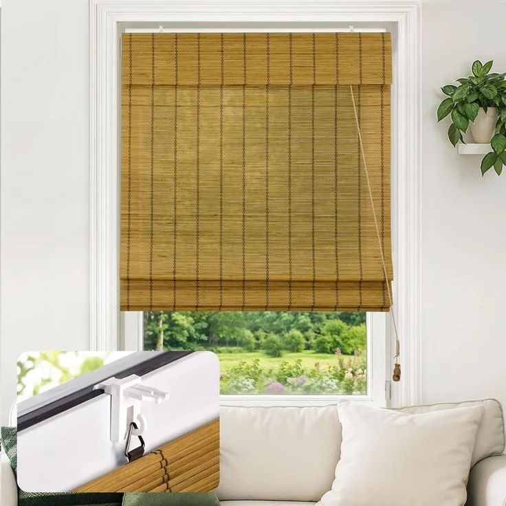 Victoria M. Raffrollo Bambus-Raffrollo Klemmfix, 50x130 cm, braun, ohne Bohren, freihängend, Klemmfix-Montage, Nachträglich anpassbar – Bild 1
