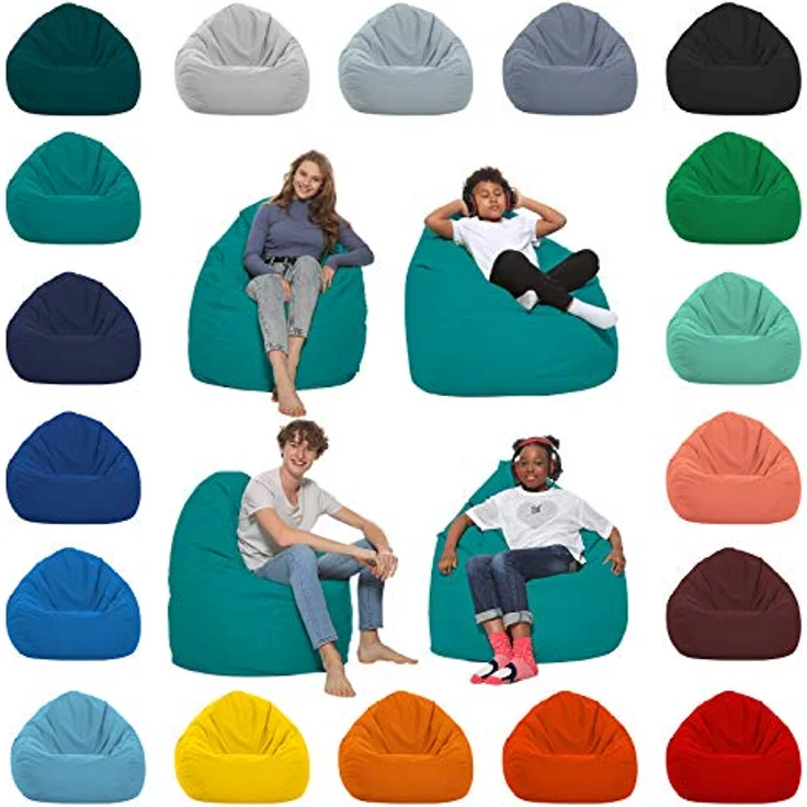 HomeIdeal - Sitzsack XXL Bodenkissen für Erwachsene & Kinder - Geeignet für Gaming oder Entspannen - Indoor wie Outdoor da er Wasserfest ist - mit EPS Perlen, Farbe:Türkis, Größe:XXXL – Bild 2