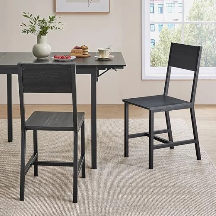 Vasagle Esszimmerstühle, Küchenstühle, 2er Set, Metallrahmen, für Esszimmer, Wohnzimmer, Küche, anthrazitgrau-tintenschwarz – Bild 5