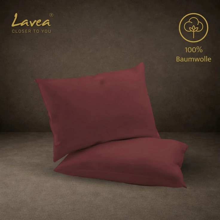 Lavea Kissenbezug 2er Set 100% Baumwolle flauschig, Jasmin, Kissenhülle, Kissenbezüge, (2 Stück), pflegeleicht, langlebige Qualität, mit Reißverschluss – Bild 3