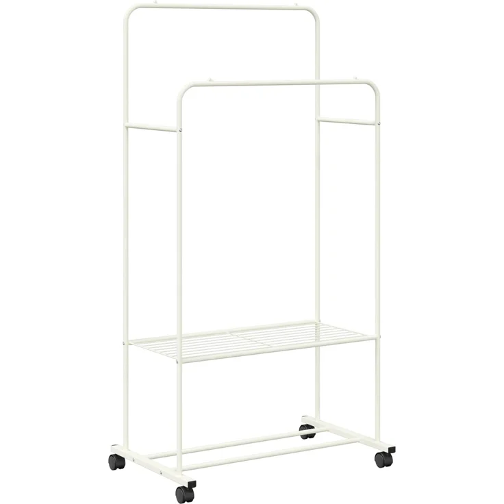 vidaXL Kleiderständer mit Regal Mit Rad Weiß 80 x 53 x 156 cm 42021357 – Bild 1