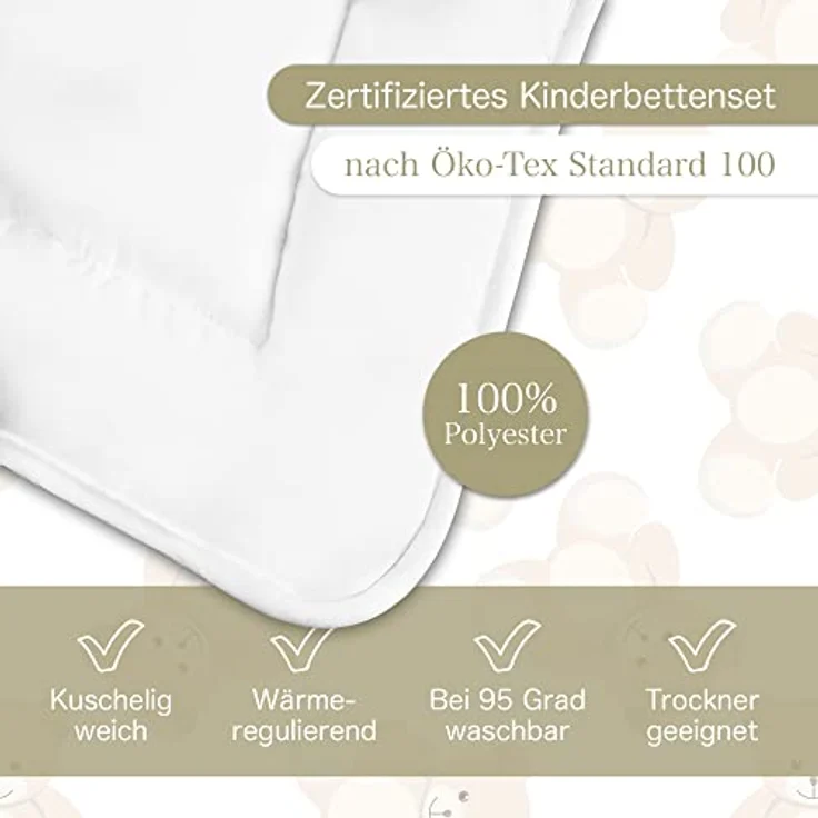 KiGATEX Babybettdecke KiGATEX Baby Betten Set Kissen 35x40 cm Bettdecke 80x80 cm, Füllung: Polyester, Microfaser, 95° waschbar – Bild 3