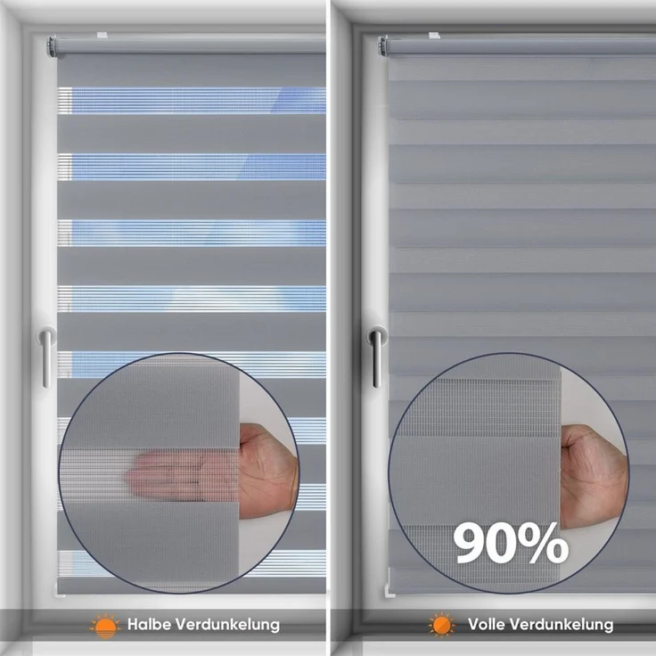 Doppelrollo Duo Rollo Klemmfix ohne Bohren für Fenster Rollos Jalousie Faltrollo, Sekey, freihängend, Klemmträger, Montage mit oder ohne Bohren möglich – Bild 3