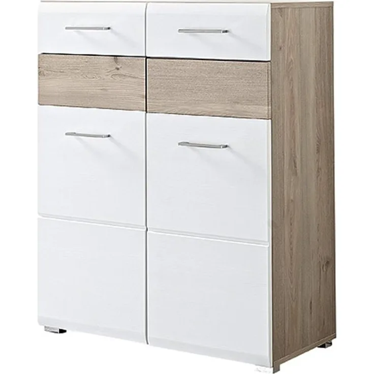 Schuhschrank FUNNY Garderobenschrank weiß und Silbereiche