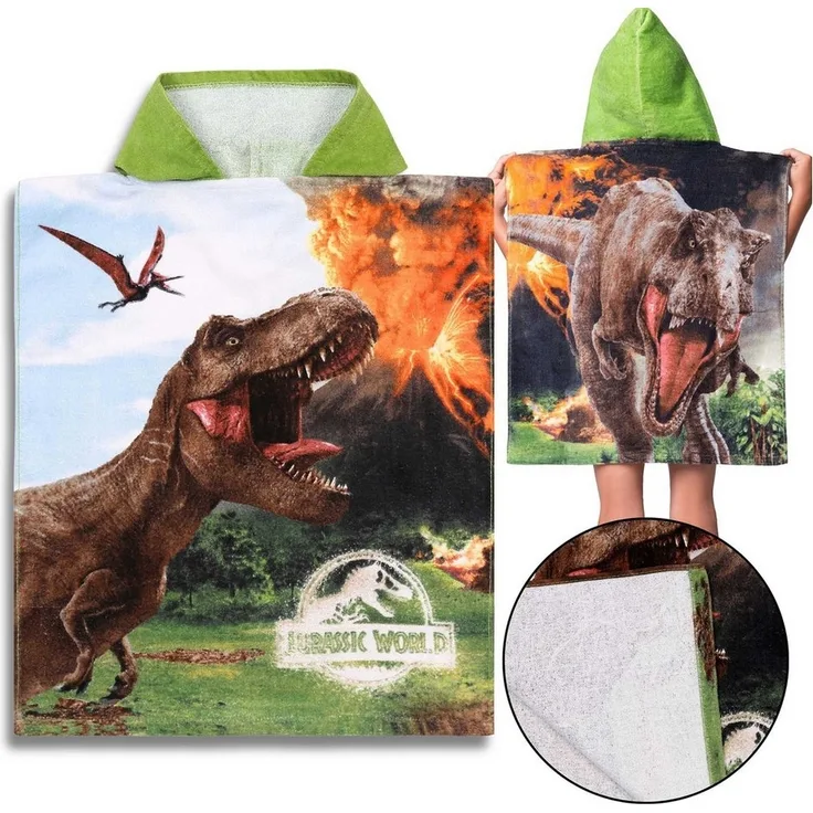 Sarcia. eu Kapuzenhandtuch Jurassic World Kinderbadetuch, Kapuzenponcho für Jungen 50x115 cm