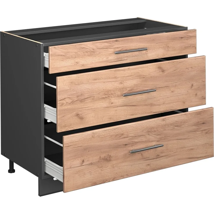 Küchenunterschrank Fame-Line Goldkraft Eiche/Anthrazit 100 cm, AP Anthrazit Vicco – Bild 6