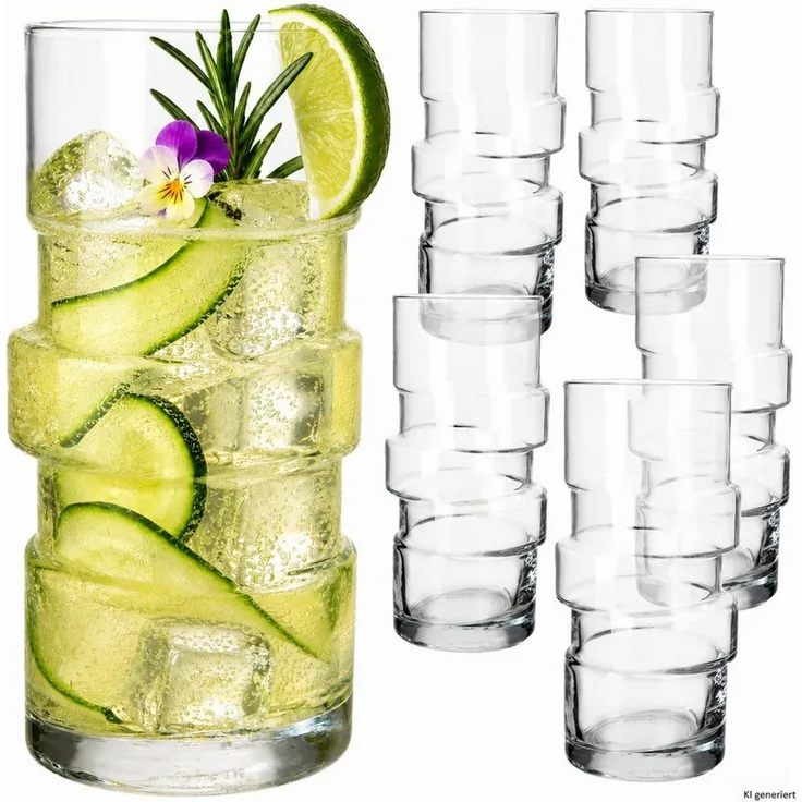MamboCat Cocktailglas 6x Stapel Cocktailgläser 400ml Longdrinkglas Trinkglas Limo Eistee, Glas