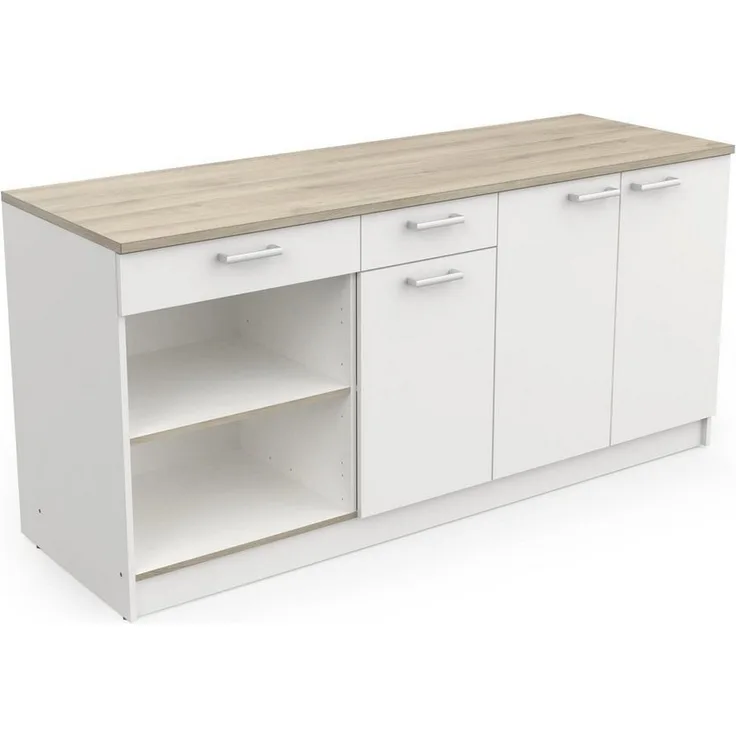 habeig Küchenbuffet Küche Kompaktküche Küchenschrank variabel Singleküche Unterschrank Breite 180cm