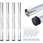 sossai® Tischbein Premium Tischbeine Ø60 mm in Chrom, höhenverstellbar +2cm