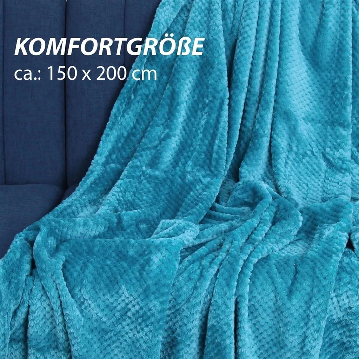 Kuscheldecke "Popcorn" Cashmere Soft-Touch Petrol 150x200 cm – Bild 4