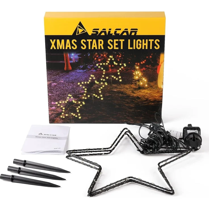SALCAR 2m Weihnachtsbeleuchtung Außen, 3er Pack LED Stern – Bild 7