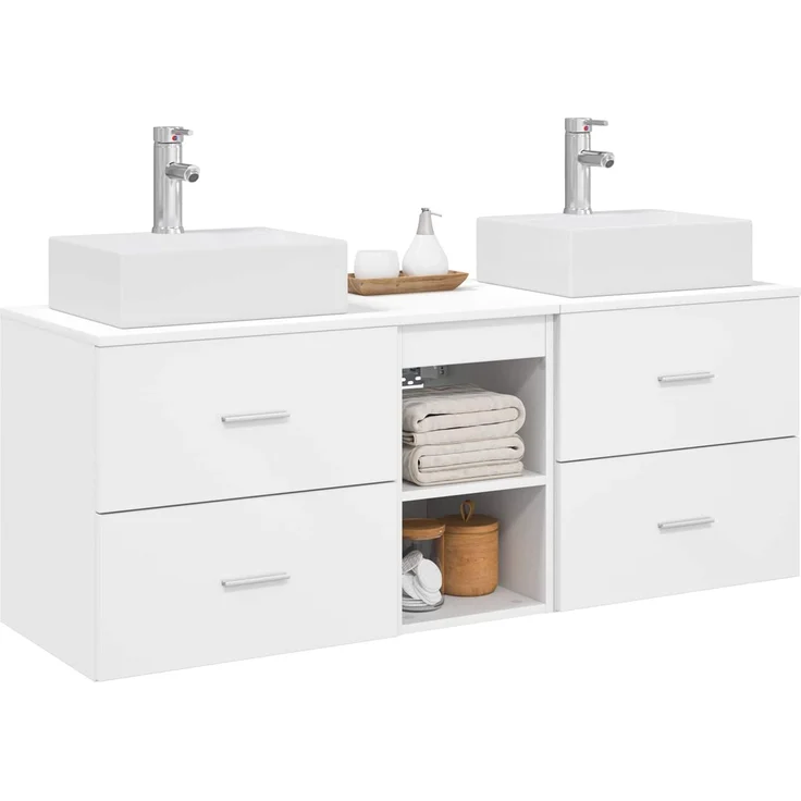 vidaXL Badezimmerschrank-Set 3 stk. Weiß 129 x 41 x 79,5 cm 3405835 – Bild 3