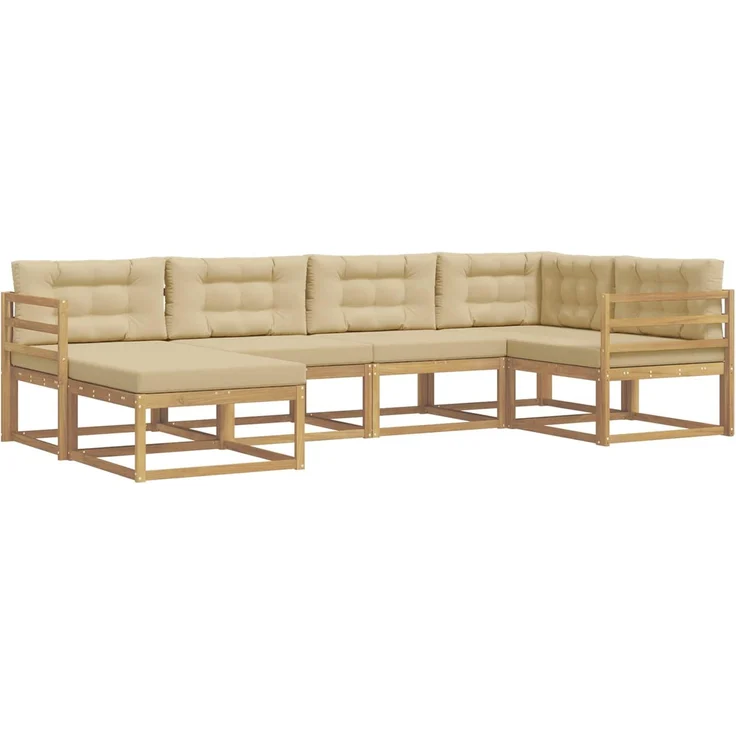 vidaXL Outdoor-Sofagarnitur 5 stk. 6-Sitzer Weiß und Beige Polyester 3386677 – Bild 2