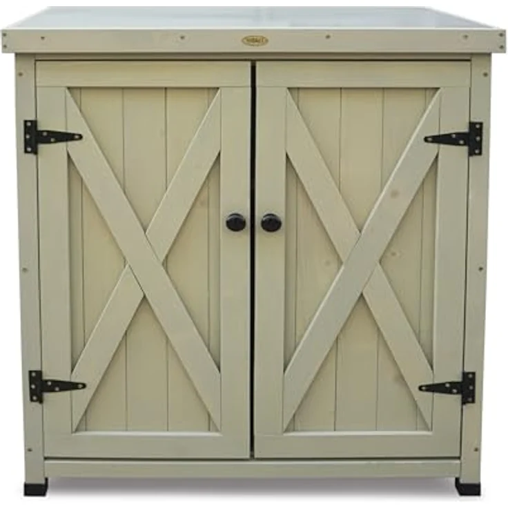 HABAU Gartenschrank "Laura" aus Holz, mit Arbeitsplatte, Grau, 80 x 45 x 92 cm – Bild 2