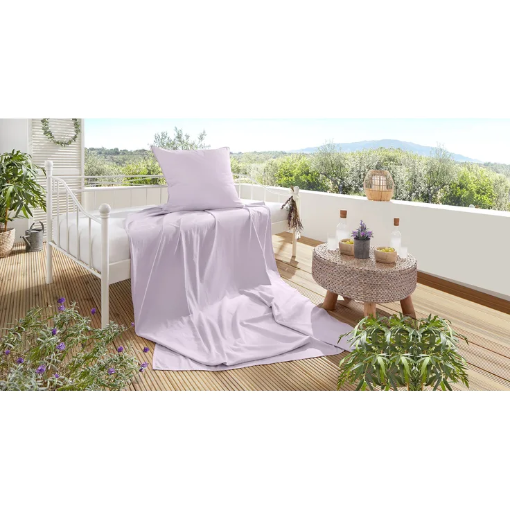 Hahn Sommerset Kissenbezug + Sommerdecke Plaid Tuch uni lavendel 203004-620