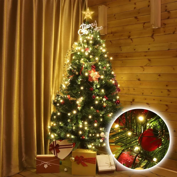 SALCAR 2m Lichterkette Weihnachtsbaum mit Ring und Sternspitze – Bild 2