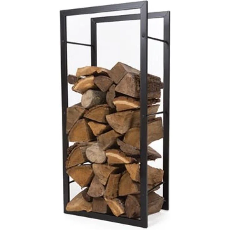 Kaminholzregal für innnen, Stahl Schwarz - Höhe 100cm Breite 45cm – Bild 2