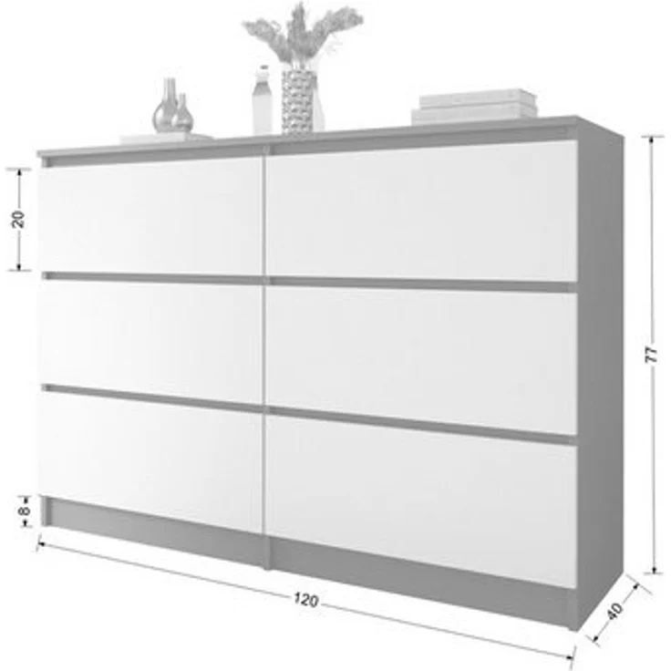 Kommode ZOE mit 6 Schubladen – modern & geräumig Schwarz, Beige Hochglanz – Bild 2