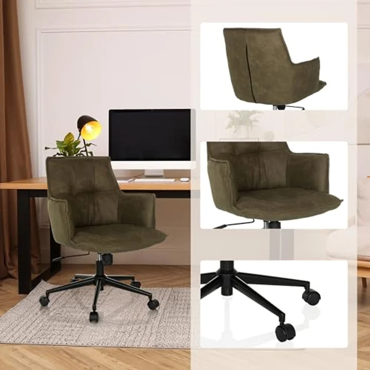 hjh LIVING Homeoffice Stuhl gepolstert SOLAO Life Schreibtischstuhl höhenverstellbar, Stoffbezug Grün – Bild 7