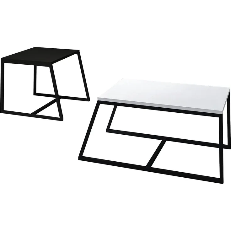 Skye Decor 'Minimal - White, Black' Couchtisch-Set, Weiß / Schwarz, 80 x 38 x 50 cm