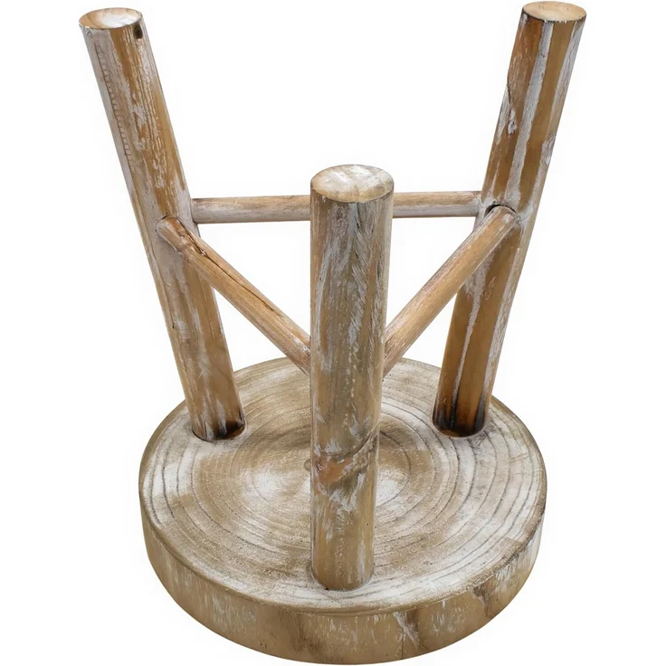 Spetebo Blumenhocker Holz mit 3 Beinen white washed - Ø 35 cm (Stück, 1 St, 1), Massivholz – Bild 4
