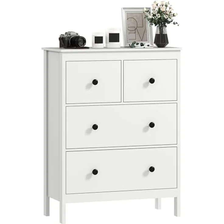 HOMCOM Kommode Sideboard mit 4 Schubladen Moderner Aufbewahrungsschrank (Schubladenschrank, 1 St, Sideboard), für Wohnzimmer Schlafzimmer Flur 74 x 35 x 97 cm Weiß