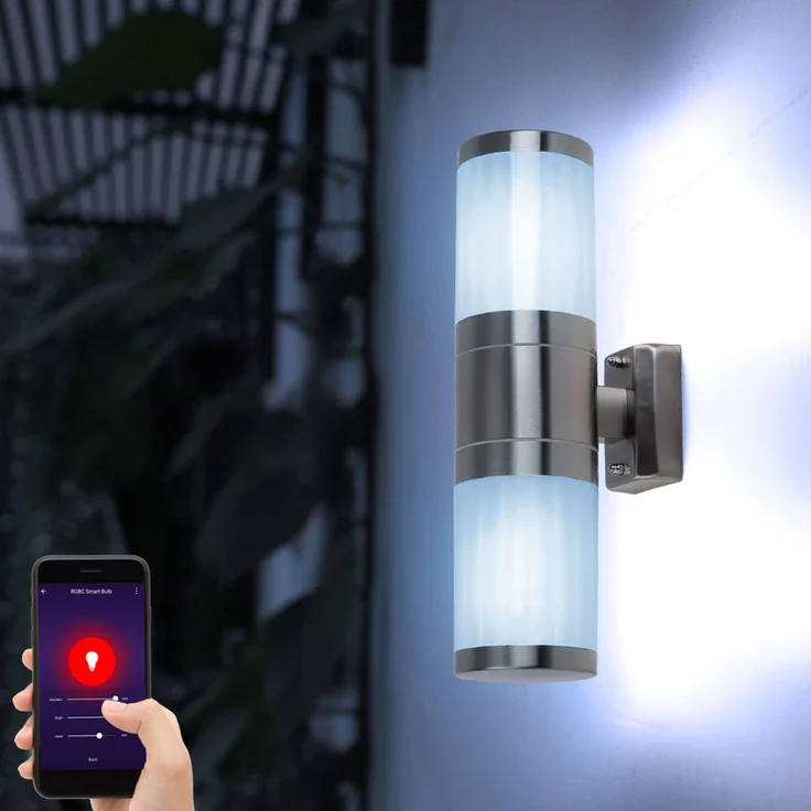 RGB LED Wandleuchte, Edelstahl, App- und Sprachsteuerung – Bild 2