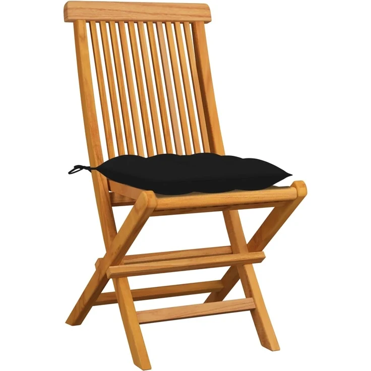 vidaXL Gartenstühle mit Schwarzen Kissen 8 Stk. Massivholz Teak 3072939 – Bild 2