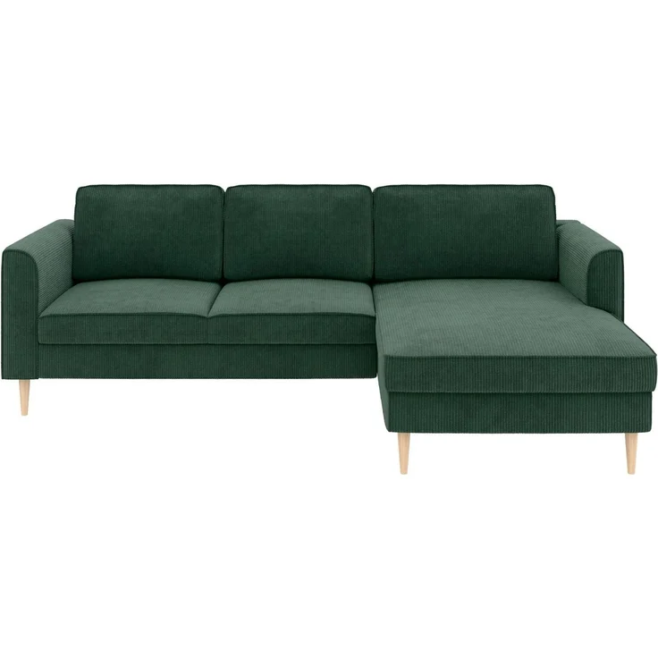 Home affaire Ecksofa Booster, whlw. mit Schlaffunktion & Bettkasten, Fuß Buche lackiert, Recamiere beidseitig montierbar, L-Form, in Cord & Struktur, B: 232 cm – Bild 2