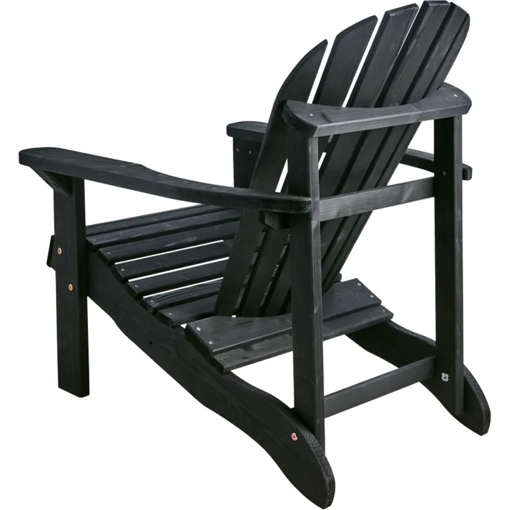 Gartensessel Skule aus Kiefernholz, klassisches Adirondack-Design, schwarz, mit Armlehnen – Bild 3